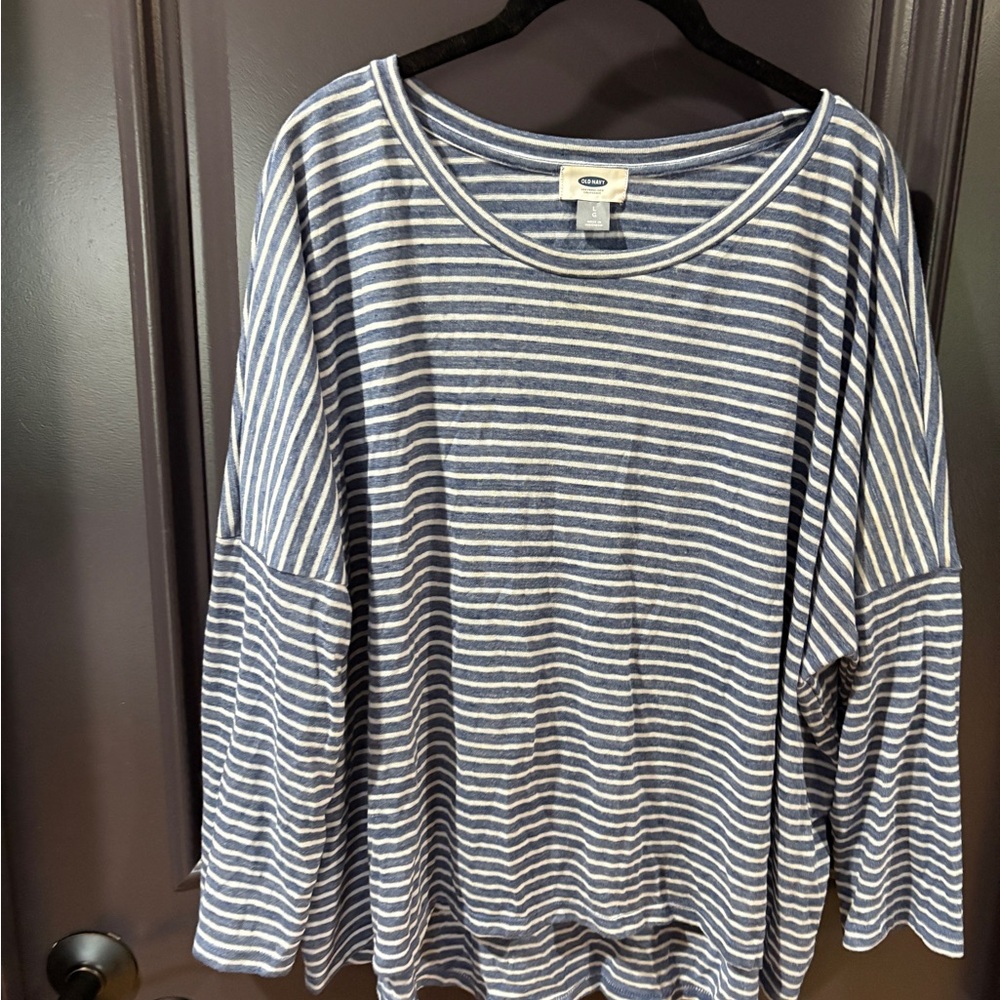 Old Navy Navy and White Striped Tee